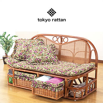 天然籐ハイバックカウチソファ