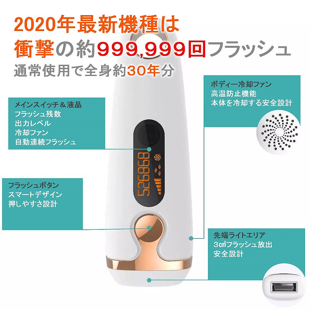 脱毛器 IPL光脱毛器 全身ムダ毛処理 99万発 液晶LCDスクリーン 美肌機能 搭載 連続照射 5段階