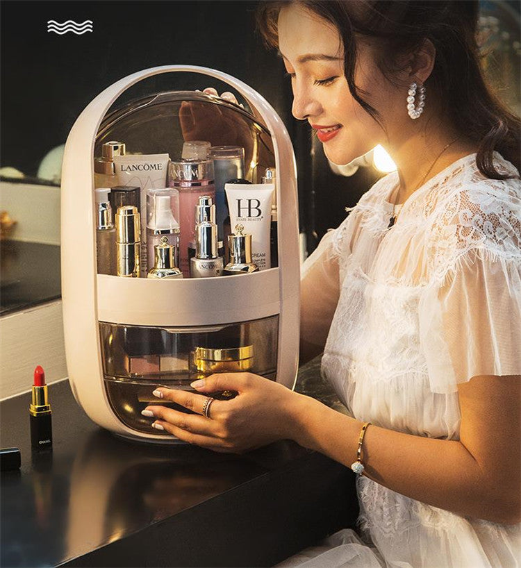 高級品質 化粧品 防塵 防塵 家庭用 デスクトップ 収納ボックス 化粧道具入れ 大容量