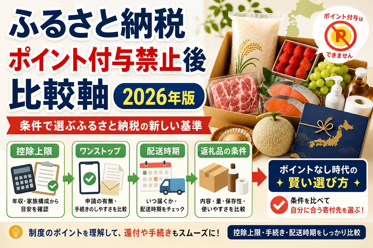 ポイント付与禁止後のふるさと納税サイト比較軸を整理する日本語サムネイル