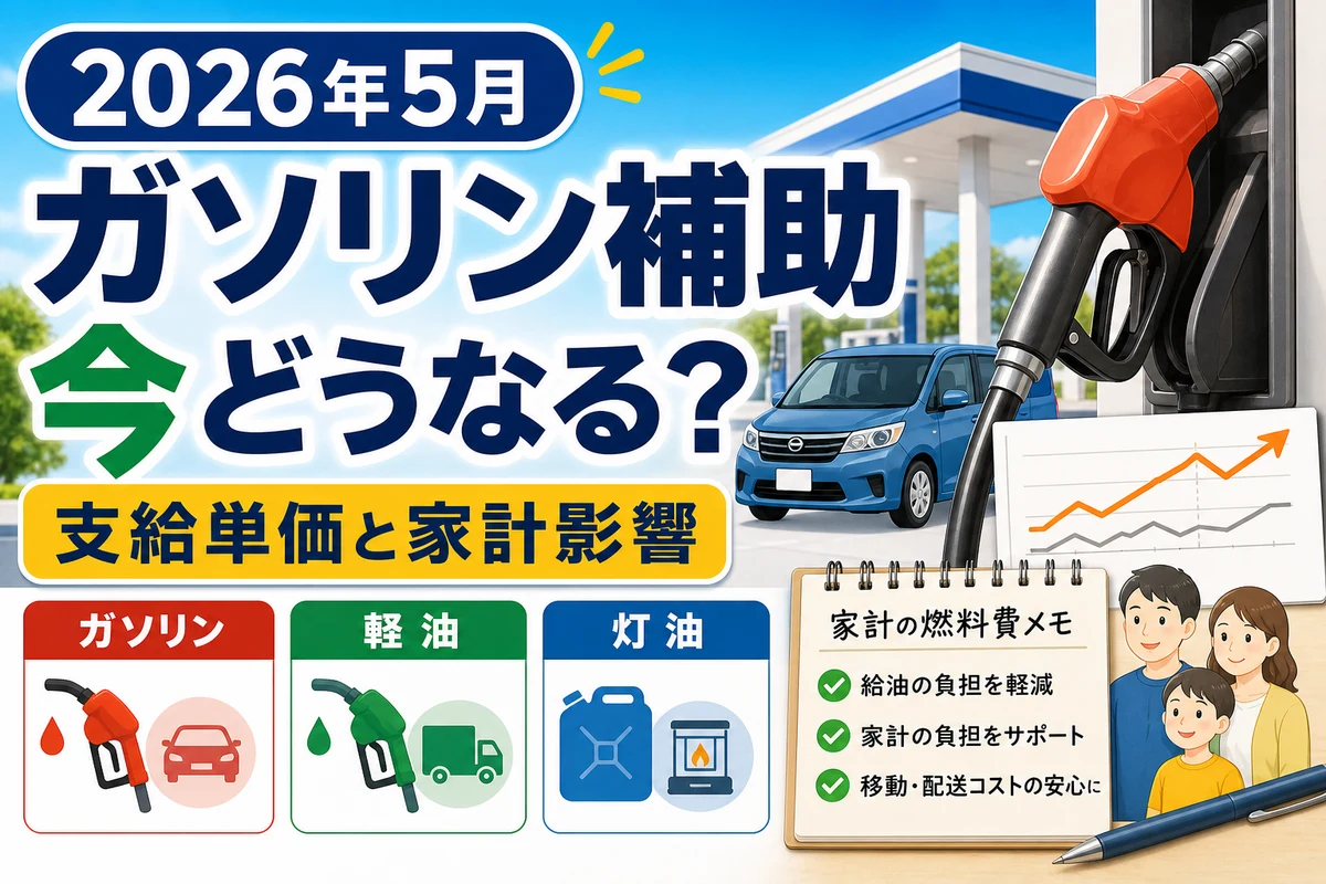 ガソリン補助の支給単価と家計影響を確認する日本語サムネイル