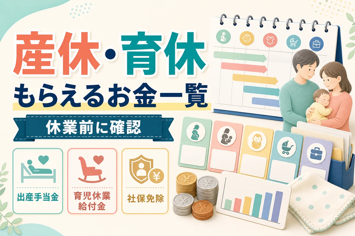 産休・育休でもらえるお金と社会保険料免除を比較する日本語サムネイル